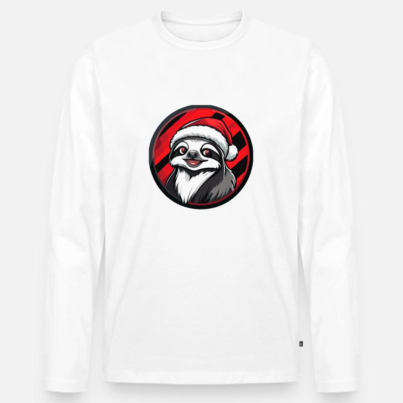 Faultier Weihnachten Tier - Männer Premium Bio Langarmshirt - Weiß