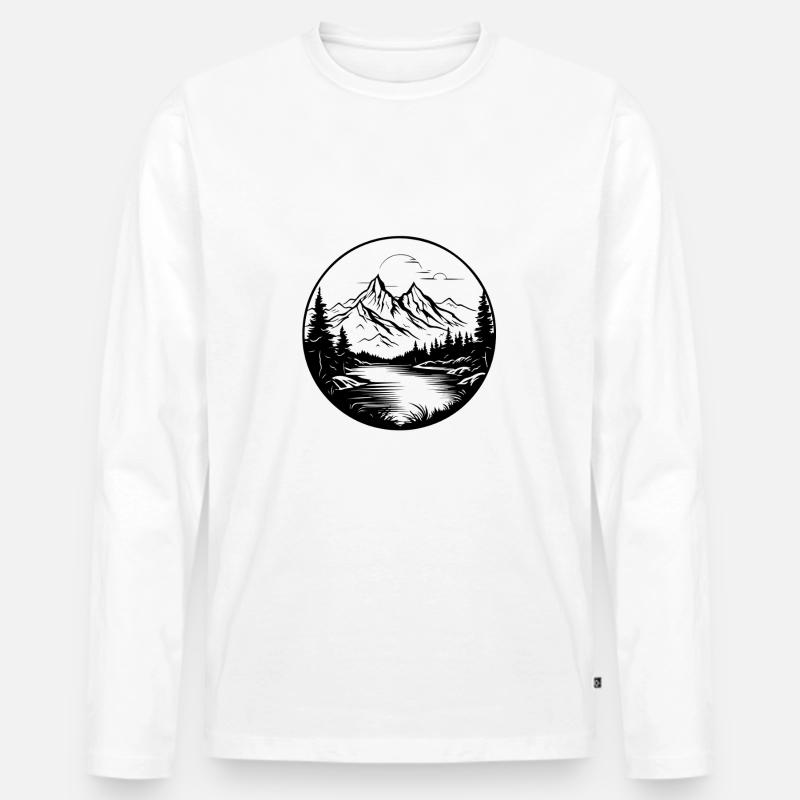 Berge Landschaft - Männer Premium Bio Langarmshirt - Weiß