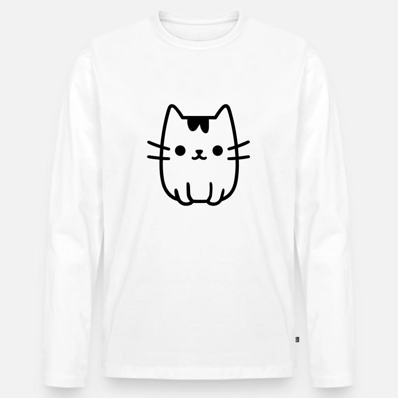 Katze - Männer Premium Bio Langarmshirt - Weiß
