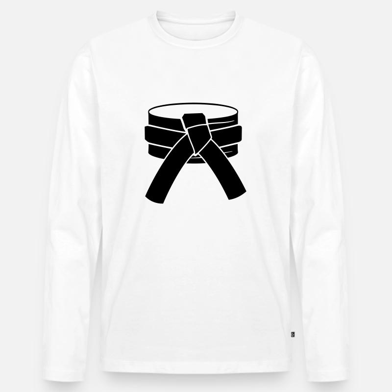 Gürtel - Männer Premium Bio Langarmshirt - Weiß