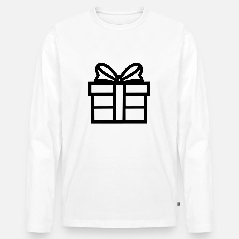 Geschenk-Icon-Box - Männer Premium Bio Langarmshirt - Weiß