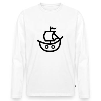 Bateau pirate - T-shirt manches longues Premium bio Homme - blanc - Devant - Nico (187cm)