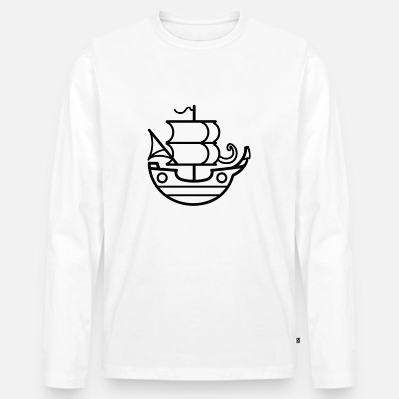 Piratenschiff - Männer Premium Bio Langarmshirt - Weiß