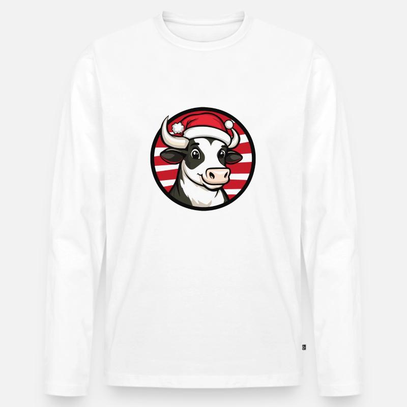 Kuh Weihnachten Tier - Männer Premium Bio Langarmshirt - Weiß