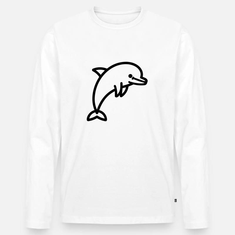 Delfin - Männer Premium Bio Langarmshirt - Weiß