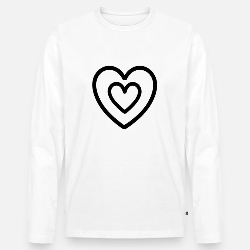 Herz - Männer Premium Bio Langarmshirt - Weiß
