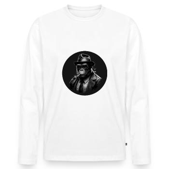 Gangster Affe Mafiaboss - Männer Premium Bio Langarmshirt - Weiß - Vorne - Nico (187cm)