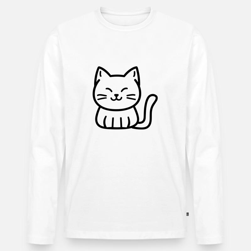 Kätzchen - Männer Premium Bio Langarmshirt - Weiß