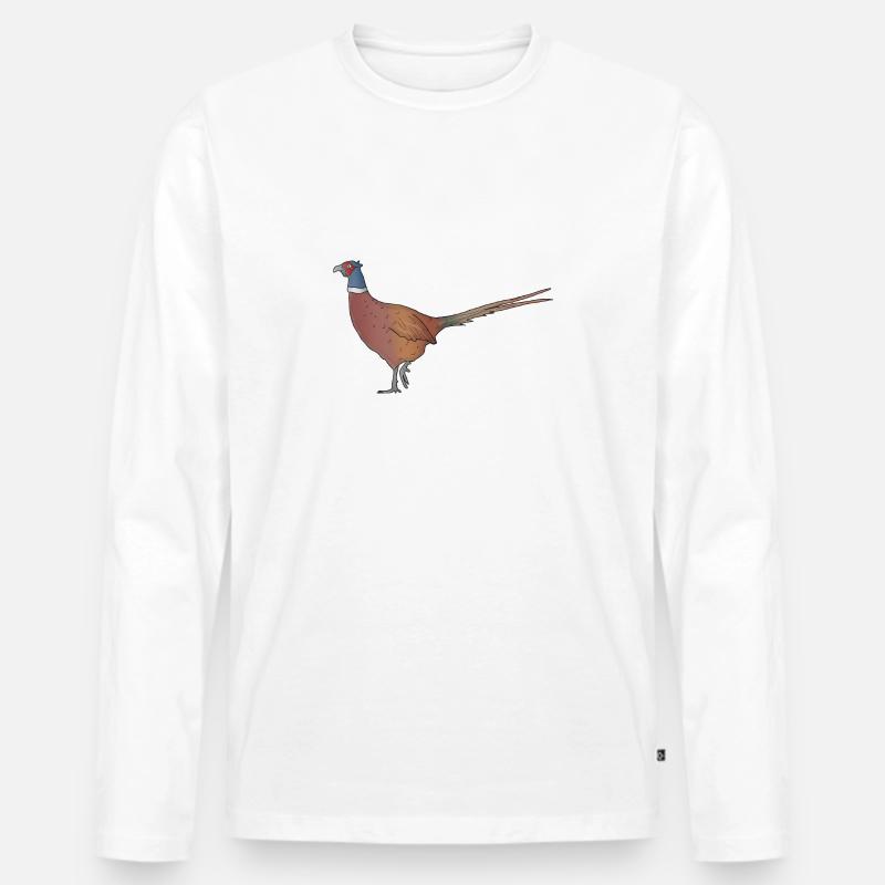 Fasan gezeichnet Tier - Männer Premium Bio Langarmshirt - Weiß