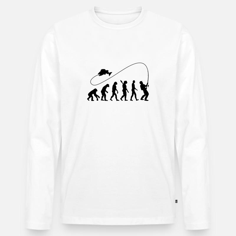Angeln - Männer Premium Bio Langarmshirt - Weiß