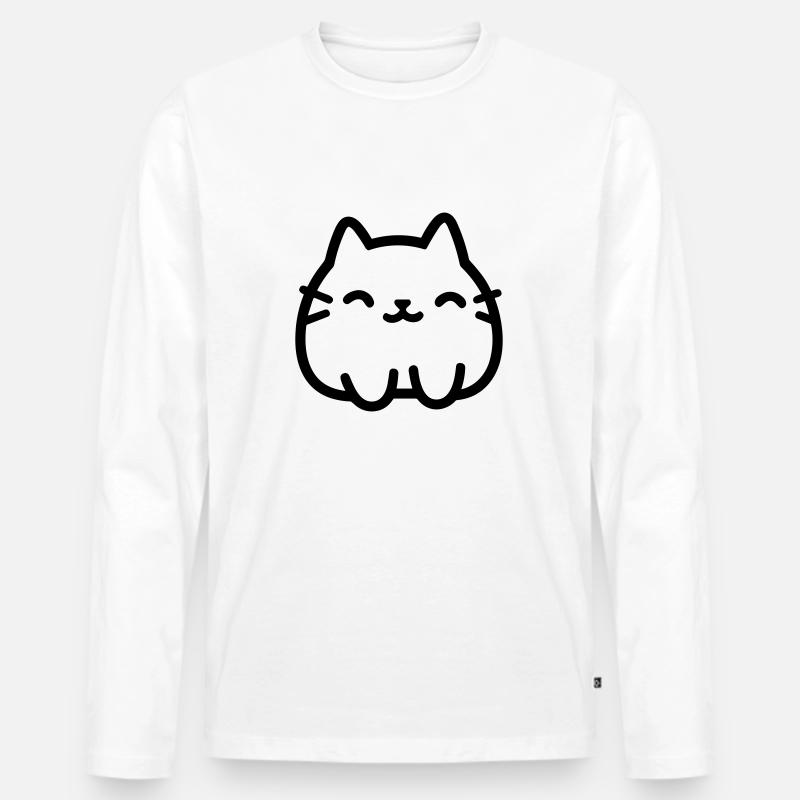 Katze - Männer Premium Bio Langarmshirt - Weiß