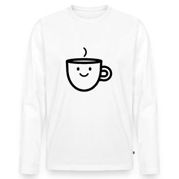 Kaffeebecher - Männer Premium Bio Langarmshirt - Weiß - Vorne - Nico (187cm)