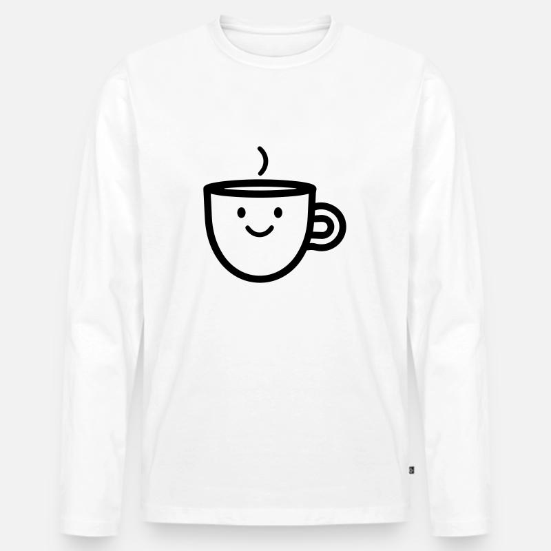 Kaffeebecher - Männer Premium Bio Langarmshirt - Weiß