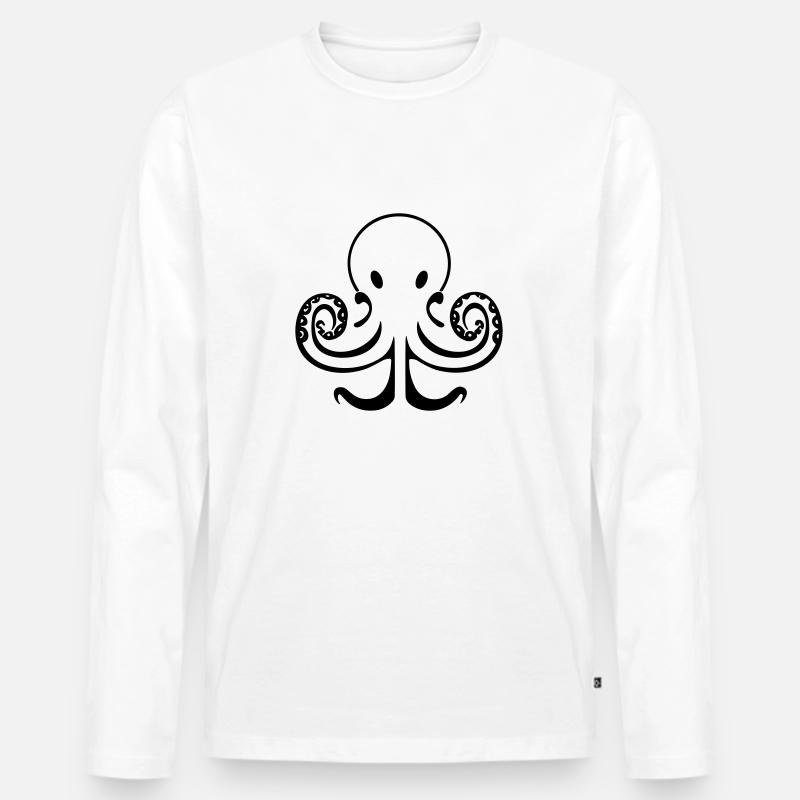 Krake - Männer Premium Bio Langarmshirt - Weiß