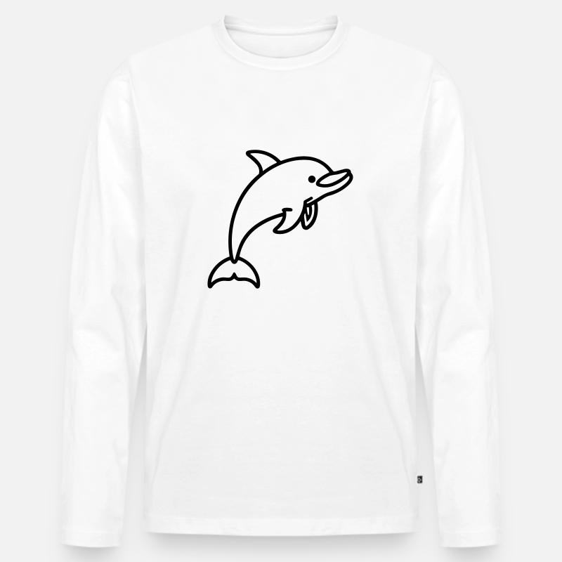 Delfin - Männer Premium Bio Langarmshirt - Weiß