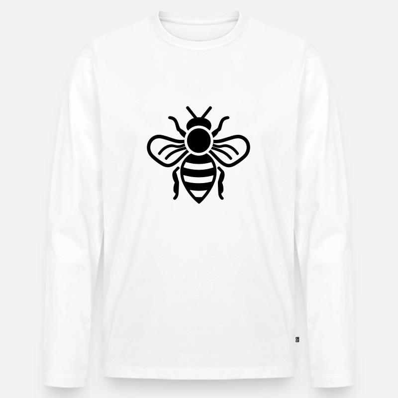 Biene - Männer Premium Bio Langarmshirt - Weiß