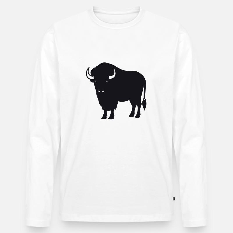 Büffel - Männer Premium Bio Langarmshirt - Weiß