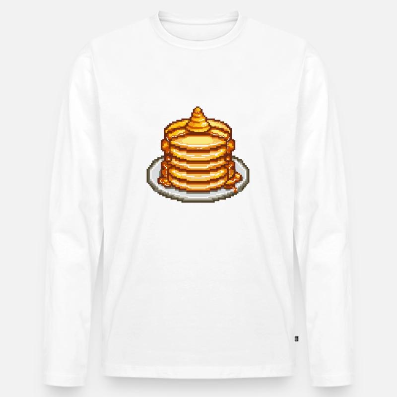 Pancake Pixel Symbol - Männer Premium Bio Langarmshirt - Weiß