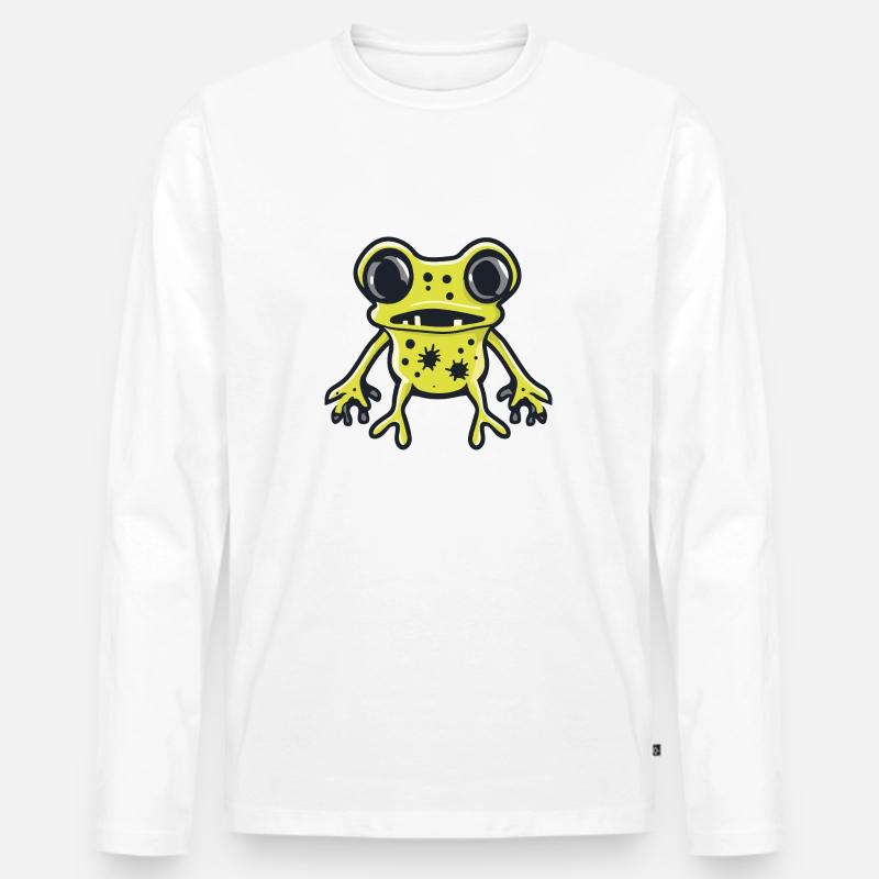 Frosch Halloween Comic Lustig - Männer Premium Bio Langarmshirt - Weiß