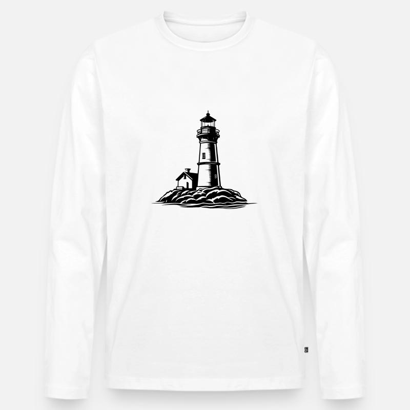 Leuchtturm Symbol - Männer Premium Bio Langarmshirt - Weiß