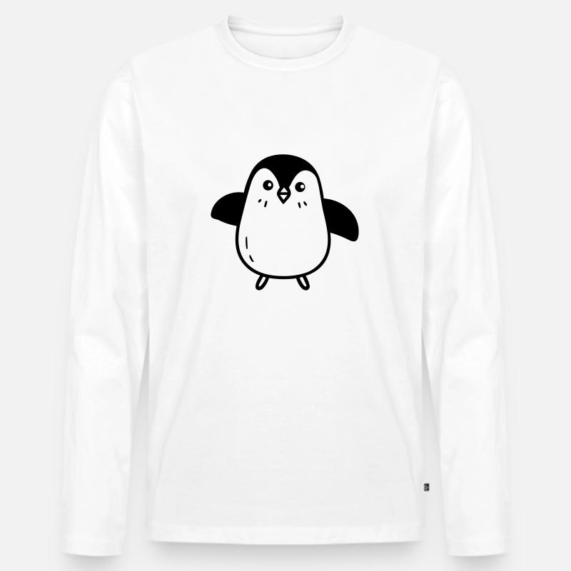 Pinguin - Männer Premium Bio Langarmshirt - Weiß