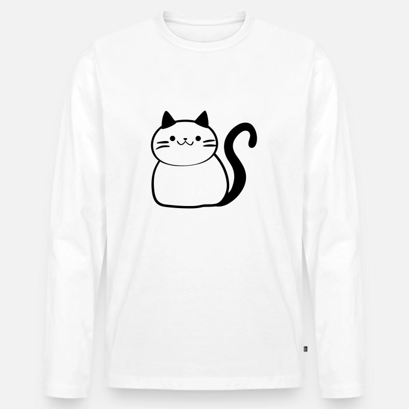 Katze - Männer Premium Bio Langarmshirt - Weiß