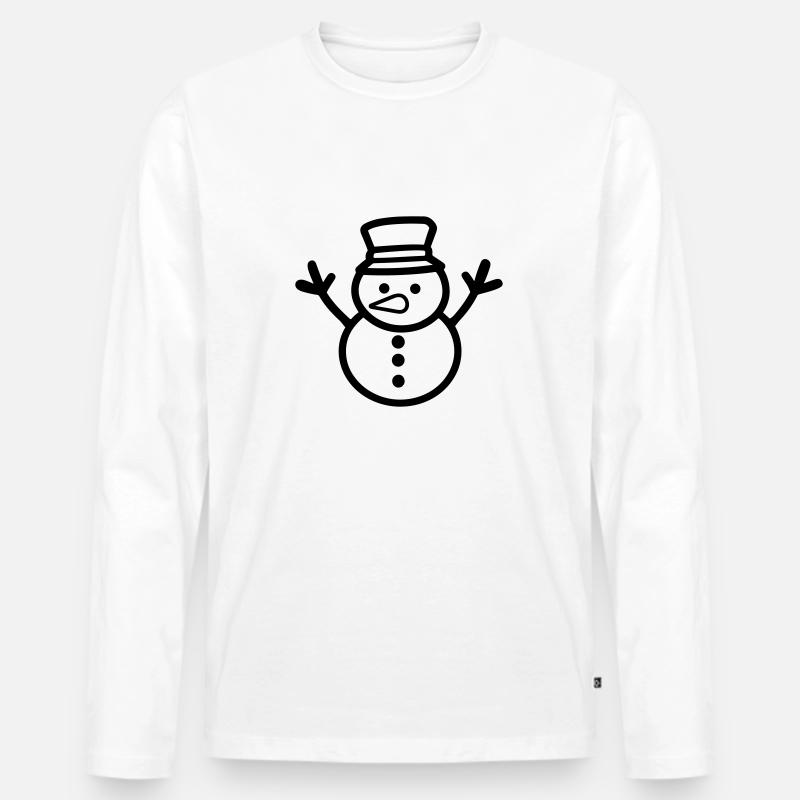 Schneemann - Männer Premium Bio Langarmshirt - Weiß