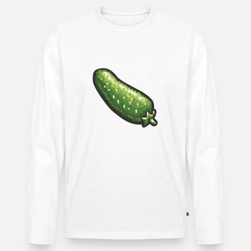 Gurke Pixel Symbol - Männer Premium Bio Langarmshirt - Weiß