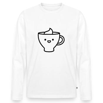 Kaffeebecher - Männer Premium Bio Langarmshirt - Weiß - Vorne - Nico (187cm)