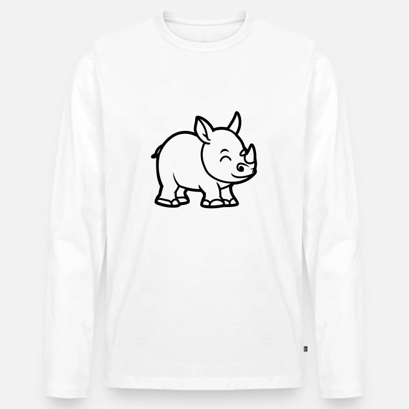 Nashorn - Männer Premium Bio Langarmshirt - Weiß