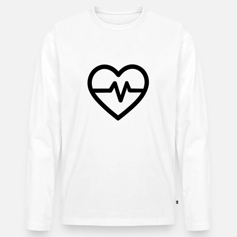 Herzschlag - Männer Premium Bio Langarmshirt - Weiß