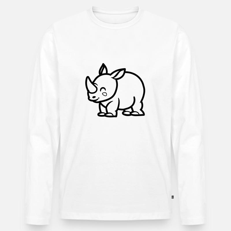 Nashorn - Männer Premium Bio Langarmshirt - Weiß