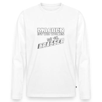 Machen ist wie wollen nur krasser - Männer Premium Bio Langarmshirt - Weiß - Vorne - Nico (187cm)