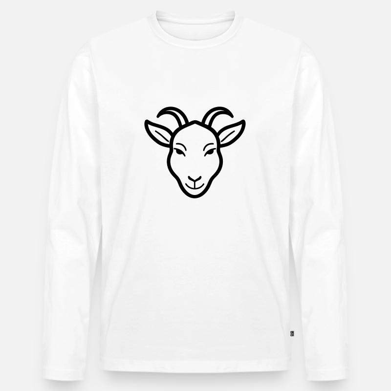 Ziegenbock - Männer Premium Bio Langarmshirt - Weiß