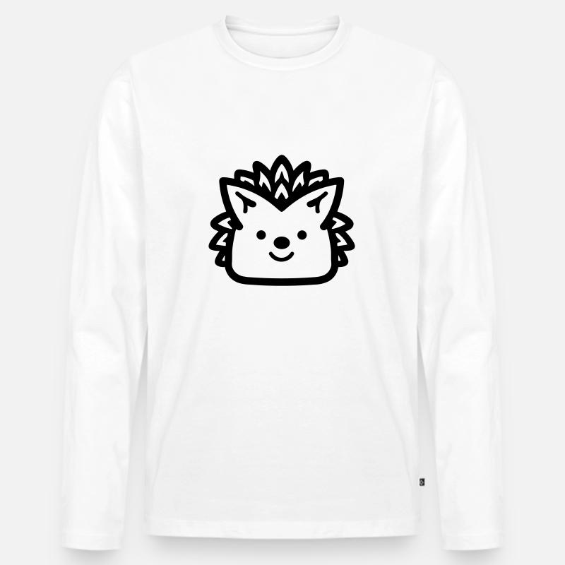 Igel - Männer Premium Bio Langarmshirt - Weiß