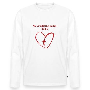 Meine Erstkommunion 2022 Erste Heilige Kommunion - Männer Premium Bio Langarmshirt - Weiß - Vorne - Nico (187cm)