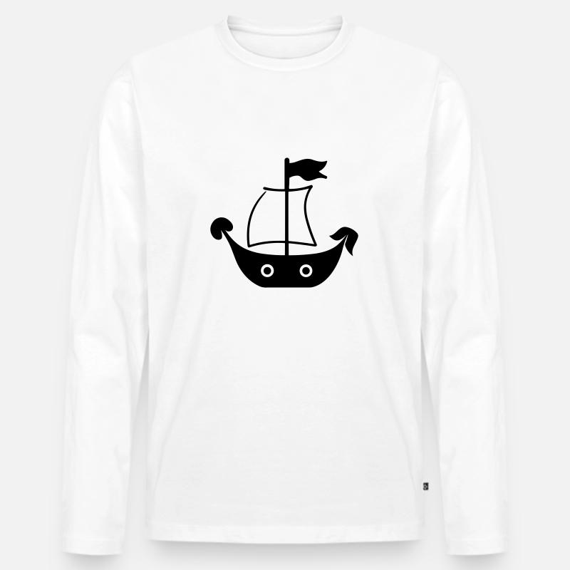 Piratenschiff - Männer Premium Bio Langarmshirt - Weiß