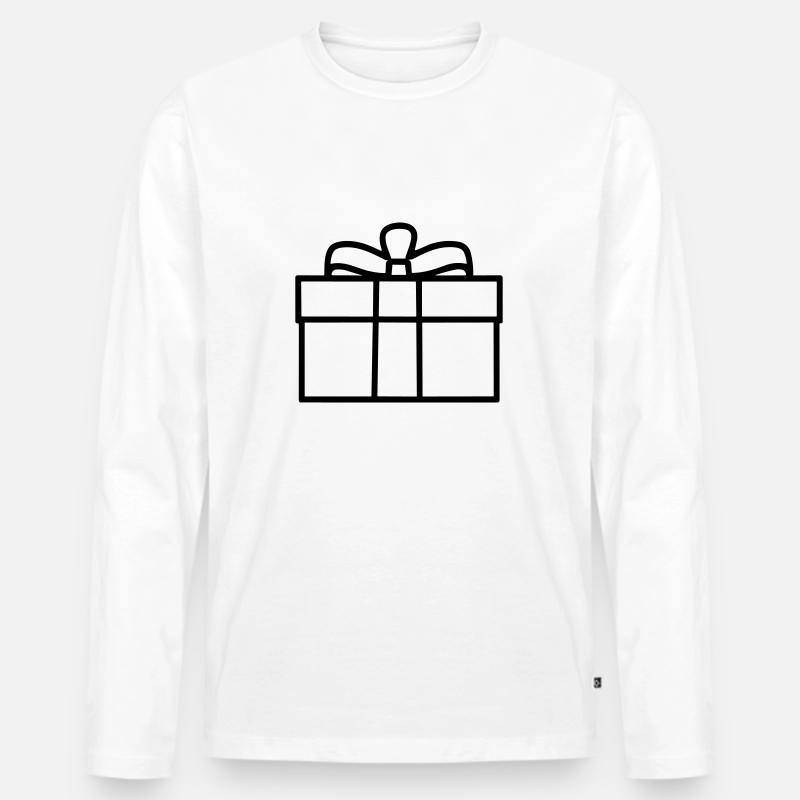 Kleine Geschenkbox - Männer Premium Bio Langarmshirt - Weiß