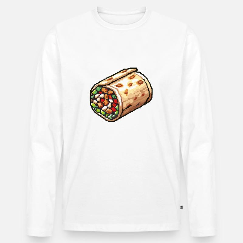 Burrito Pixel Symbol - Männer Premium Bio Langarmshirt - Weiß