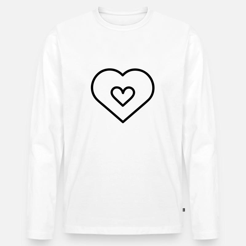 Herz - Männer Premium Bio Langarmshirt - Weiß