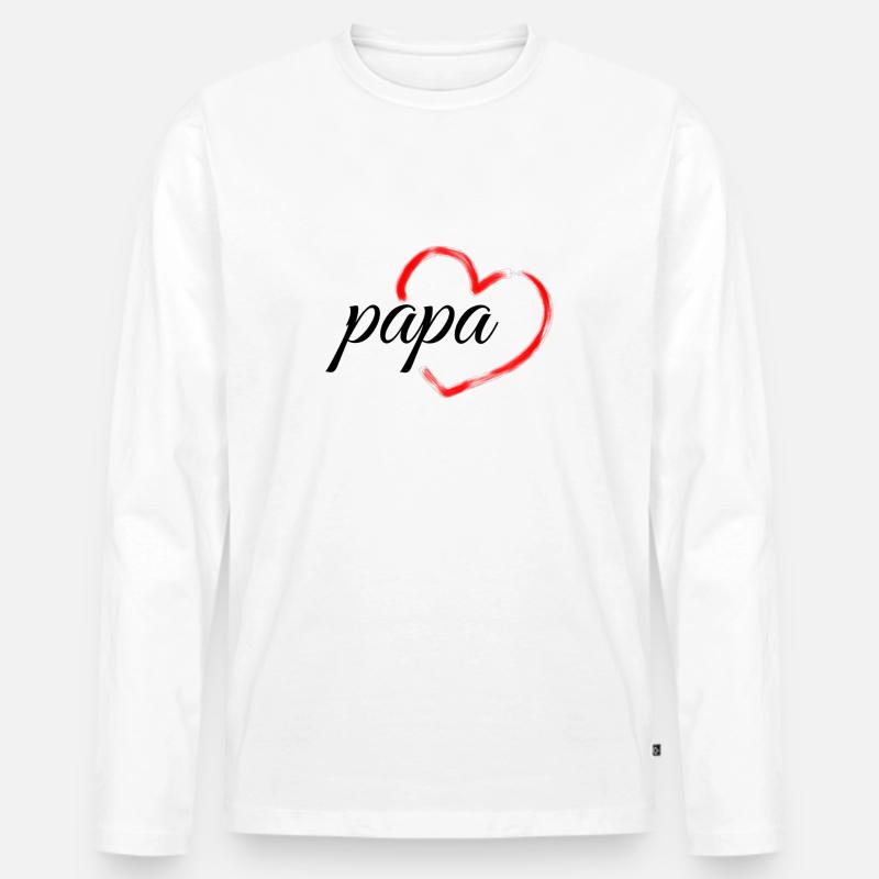 Papa Herz - Männer Premium Bio Langarmshirt - Weiß