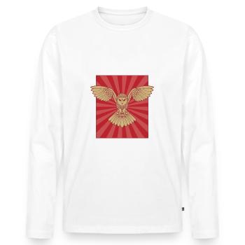 Owl barn owl poster cool design - Men's Premium Organic Long Sleeve Shirt - white - Front - Nico (187cm)