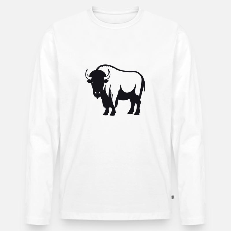 Büffel - Männer Premium Bio Langarmshirt - Weiß