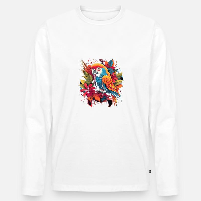 Exotischer Papagei-Wirbelwind - Männer Premium Bio Langarmshirt - Weiß