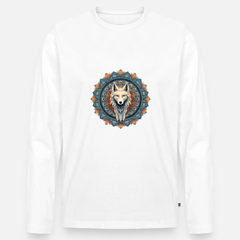 Wolf der Natur - Männer Premium Bio Langarmshirt - Weiß