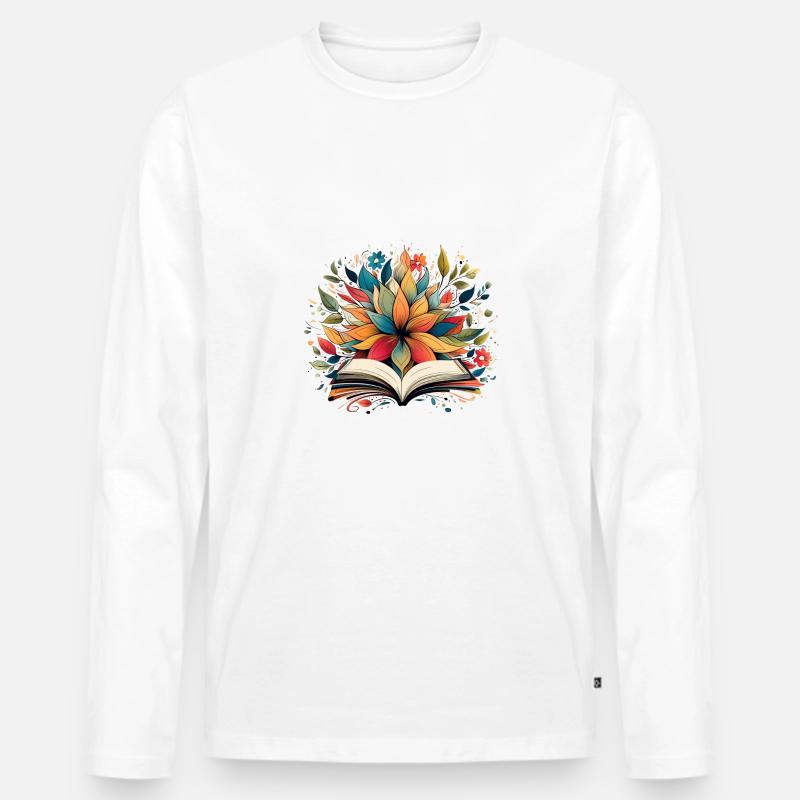 Buchblütenkreis - Männer Premium Bio Langarmshirt - Weiß