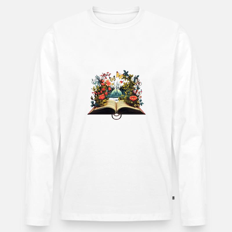 Wortgarten - Männer Premium Bio Langarmshirt - Weiß