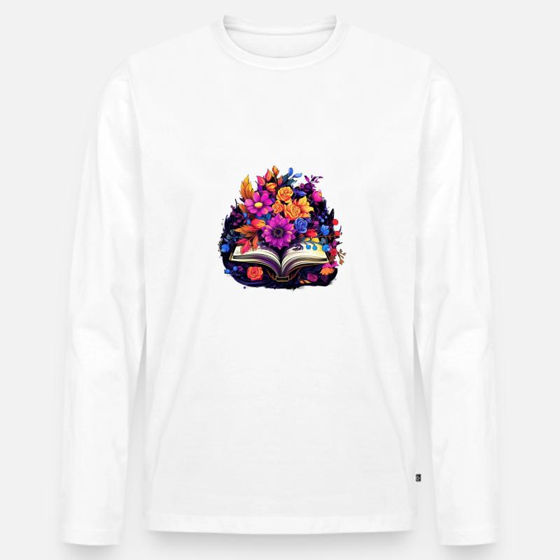 Buchblüten - Männer Premium Bio Langarmshirt - Weiß