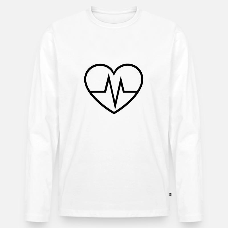 Herzschlag - Männer Premium Bio Langarmshirt - Weiß