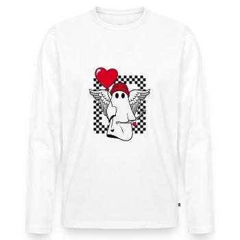Saint-Valentin, Cupidon, , Ailes, Coeur, Amour, Flèche - T-shirt manches longues Premium bio Homme - blanc - Devant - Nico (187cm)